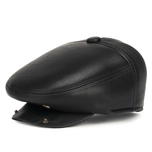 Black PU Baseball Cap For Men Warm Windproof Outdoor Hat Autumn Winter Fleece Lined Ear Covering Adult Size M L - Product Image 3