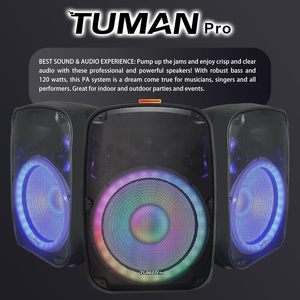 TUMAN Pro 15-Inch Portable PA <b>Speaker</b> With Stand Bluetooth <b>USB</b> SD Card FM Outdoor Party Use - Product Image 3
