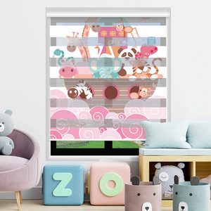 Habitación infantil Impresión digital 3D Día y Noche Elefante arcoíris Persianas enrollables de cebra transparente Tela <span class=keywords><strong>para</strong></span> sombreado de ventanas - Product Image 5