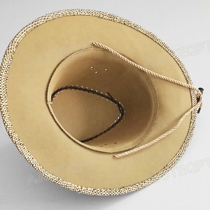 AJOTEQPT Western Style Felt Big Large Brim Womens Travel Fashion Pinch Front Straw Casual Cowboy Cowgirl Hat - Product Image 4