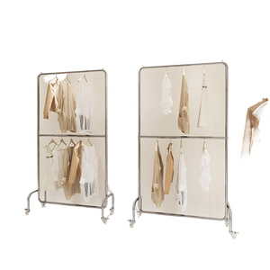 Espositore <span class=keywords><strong>per</strong></span> Negozio di Abbigliamento in Acciaio Inox Spazzolato Argento, Appendiabiti Regolabile <span class=keywords><strong>per</strong></span> Donna, Stile Art Déco, Autoportante, Facile da Montare - Product Image 6