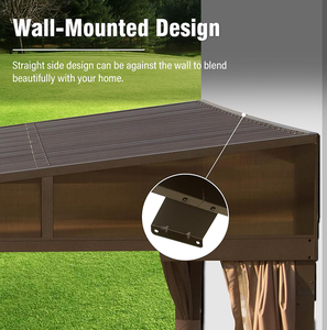 Gazebo moderne 10x14FT à toit rigide avec gouttières, gazebo mural extérieur avec toit en métal, mobilier d'extérieur - Product Image 4