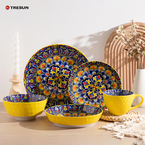 Bohemian Ceramic Dinnerware <b>Set</b> Orange Color Baking Dish Plate Bowl Tableware <b>Set</b> for <b>Restaurant</b> & Home - Product Image 1