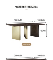 Table à manger de luxe moderne, haute brillance contemporaine, Royal du milieu du siècle, Hong Kong or miroir Table de salle à manger moderne
