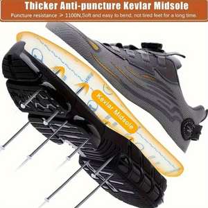 Chaussures de sécurité pour hommes, adaptées aux travaux de construction, chaussures de sport de loisirs, anti-perforation et anti-écrasement, chaussures à embout en acier - Product Image 2