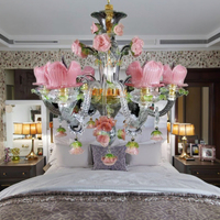 Lampe à fleurs en verre d'art rose blanc moderne fait à la main pour salon salle à manger chambre décoration douce Art rose chaud hauteur réglable