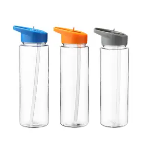 Easy taking eco friendly bpa free single wall plastic drinks straw clear tritan plastic sports water bottle with straw
