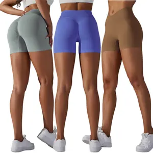SILUO nuovo arrivato compressione scrunch shorts feminino personalizzato yoga leggings senza soluzione di continuità pantaloncini da motociclista per le donne