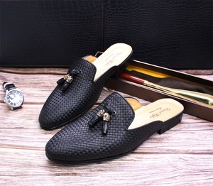 Nuevas Pantuflas de Cuero Genuino con Borlas para Uso Casual, Sandalias de <span class=keywords><strong>Verano</strong></span> con Diseño Tejido y Grabado para <span class=keywords><strong>Hombre</strong></span> - Product Image 6