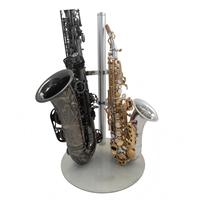 Support de saxophone double en acrylique réglable Eastern Music avec verrouillage double et base antidérapante en silicone détachable