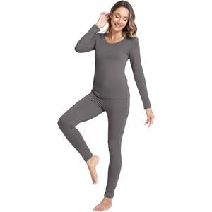 Custom Bamboo Viscose Long Johns Set <b>Thermal</b> Underwear <b>Women</b> Long Sleeve Base Layer Full Coverage Warm Wear - Product Image 2