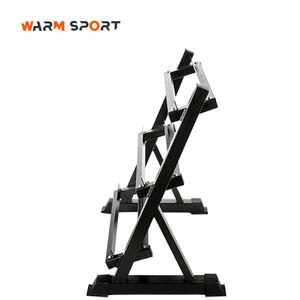 رف تخزين الدمبل متعدد الوظائف من الفولاذ الأسود المتين بثلاث طبقات للصالات الرياضية التجارية والمنزلية بالجملة - Product Image 5