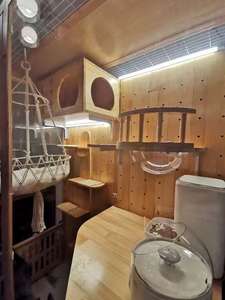 Massivholz-Katzenleiter zur Wandmontage ohne Bohren, Katzennest, Wasserholz-Liegehöhle, Katzenbaum-Kratzbaum, integrierter Katzenständer zum Springen - Product Image 6