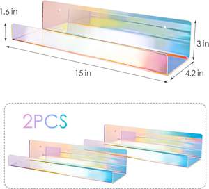 Étagère murale moderne au design simple en acrylique, métal et fer pour le rangement de bijoux, livres, cosmétiques, parfums et jouets, installation murale facile - Product Image 5