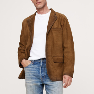 NAFA Customize Brown <strong>Black</strong> Best Quality Nubuck <strong>Suede</strong> Goat Skin Leather Blazer <strong>Jacket</strong> for Men - Product Image 1
