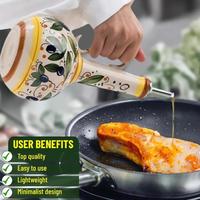 Dispensador de Aceite de Oliva de 500 ml, Botella de Cerámica con Relieve para Aceite y Vinagre, Contenedor de Almacenamiento de Condimentos, Dispensador de Aceite, Botella de Aceite de Cerámica
