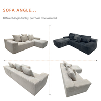 Canapé d'angle modulaire moderne en mousse à mémoire de forme, trois places, avec revêtement en tissu, compression 0,6 po, pour appartement, villa, hôtel, salon