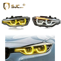 Repuestos Originales SJC V2 Plateados para Auto BMW Serie 3 F30 F35, Faro Delantero LED Amarillo Blanco, DRL Bicolor, Conjunto de Lámpara Frontal