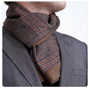 Exve Exclusive Brown Gradient Tartan Plaid <b>Square</b> Pattern Wool Winter Double-Sided Knitted <b>Scarf</b> AE3487 - Product Image 2