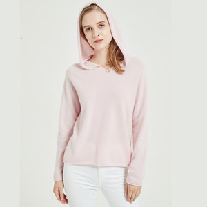 Femmes Cachemire <span class=keywords><strong>Laine</strong></span> Tricot <span class=keywords><strong>Rose</strong></span> En Cachemire À Capuche - Product Image 2