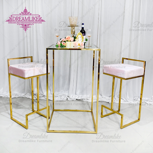 Tables de bar à cocktails modernes de luxe en acier inoxydable doré pour la maison, le restaurant ou l'hôtel pour la <span class=keywords><strong>location</strong></span> de banquets et d'événements - Product Image 3