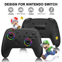 Controlador RGB de diente azul inalámbrico de doble vibración para Nintendo Switch OLED/Switch Lite/PC/Gamepad móvil Joystick multifunción