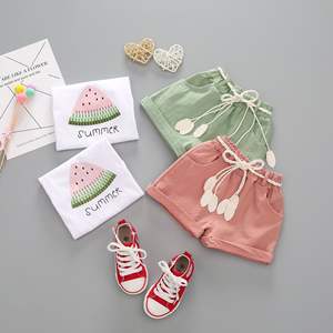 Conjuntos de ropa de Boutique de verano para niñas y niños, ropa con Estampado de sandía de dibujos animados bonitos para niñas 2021 - Product Image 5