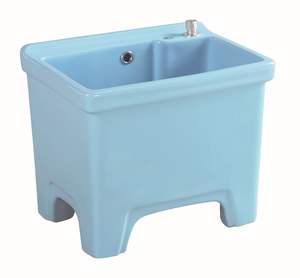 Lavabo sur pied rectangulaire en céramique écologique moderne avec évier ovale et drain pour villa, hôtel, hôpital, appartement - Garantie de 3 ans - Product Image 3