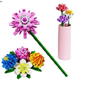 Regalo de <span class=keywords><strong>cumpleaños</strong></span> educativo ramo romántico creativo Diy ensamblar plástico ladrillo bloque de construcción flor - Product Image 1