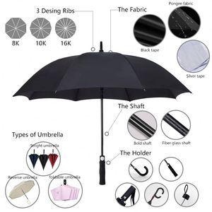Wholesale Bulk Luxury Strong Ribs <b>Windproof</b> All Fiberglass <b>Umbrella</b> Classic Style Automatic Straight Handle 27 Inches Golf - Product Image 6