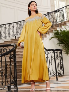 Nuevo Vestido Modesto de Moda, Transpirable, <span class=keywords><strong>al</strong></span> <span class=keywords><strong>por</strong></span> <span class=keywords><strong>Mayor</strong></span>, <span class=keywords><strong>Ropa</strong></span> Islámica Maxi, Estilo Turco de Dubái para Eid, Abaya Modesto para Mujeres Musulmanas - Product Image 3