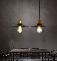 Suspension réglable de couleur noire, éclairage intérieur vintage, luminaire suspendu pour la maison, la cuisine, lustre en métal ovale, LED au milieu