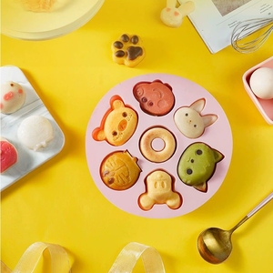 Moule à gâteau cuit à la vapeur rond complémentaire pour aliments pour bébés rose Logo personnalisable résistant aux hautes températures en silicone de qualité alimentaire - Product Image 1