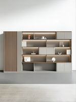 Meuble de rangement de bureau haut de gamme Yongxin, armoire à dossiers en bois écologique à émissions équivalentes à l'E0, avec bande LED, sur pied