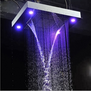 de Pluie <span class=keywords><strong>Cascade</strong></span> Brouillard Ensemble de Douche Robinets De Douche de salle de Bain Haut Débit Thermostatique 5 Inverseur Bain - Product Image 1