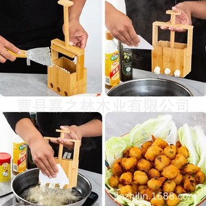 Moule à boulettes de viande en bois, presse manuelle pour la cuisine, outil écologique en bois massif pour former des boulettes de poisson - Product Image 1