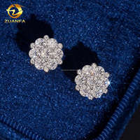 Boucles d'oreilles clous en argent 925 style hip-hop en forme de fleur, serties de moissanite VVS avec certificat GRA, pour livraison directe