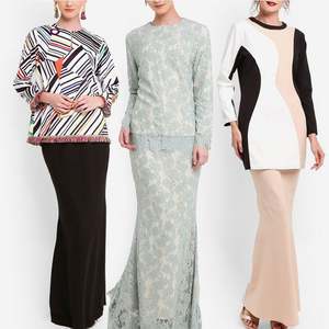 Vente en gros de vêtements musulmans rayés à la mode Jubah nouveau design vêtements Kurta <span class=keywords><strong>Baju</strong></span> <span class=keywords><strong>Kurung</strong></span> avec fille pour robe islamique - Product Image 6