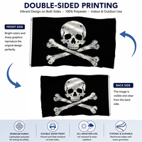 Drapeau pirate Jolly Roger, crâne et os croisés, noir, bannière en polyester double face pour fête sur bateau, bar, décoration intérieure et extérieure