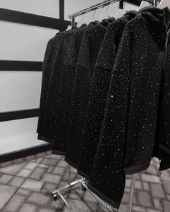 Sweat à capuche patchwork pour homme Yingling, pull à strass, 100% coton, surdimensionné, lourd, fermeture éclair quart de tour, sweat à capuche personnalisé - Product Image 6