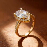 Bague de fiançailles en diamant de laboratoire taille poire 2-5 carats, double halo, or massif 14K 18K, certifiée IGI, bijoux de mariée