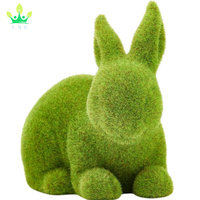 Lapin de Pâques vert mousse lapin en peluche Sculpture artificielle lapin vert résine ornement printemps jardin cadeau de Pâques décor de Pâques