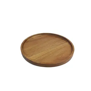 Wholesale Custom Logo Charcuterie Board Acacia Wood Round Serving Platter Wooden Serving Tray