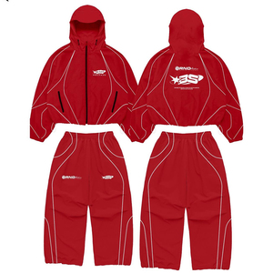 Men's Breathable Windproof Jacket Pants <b>Set</b> Custom Design Private Label Service Windbreaker Streetwear Winter Print - Product Image 1
