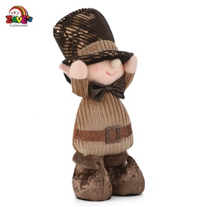 Zaves 9 "gnomos para Navidad Elf Pair Naughty Boy con sombrero puntiagudo en Brown Outfit Holiday - Product Image 2