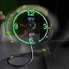 Portable USB Powered Interface <b>Clock</b> Desk Fan Smart <b>LED</b> Light <b>Clock</b> - Product Image 3