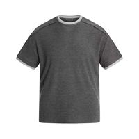 T-shirts personnalisés avec logo, T-shirt texturé à manches courtes, Haut color block, T-shirts coupe droite à épaules tombantes, OEM