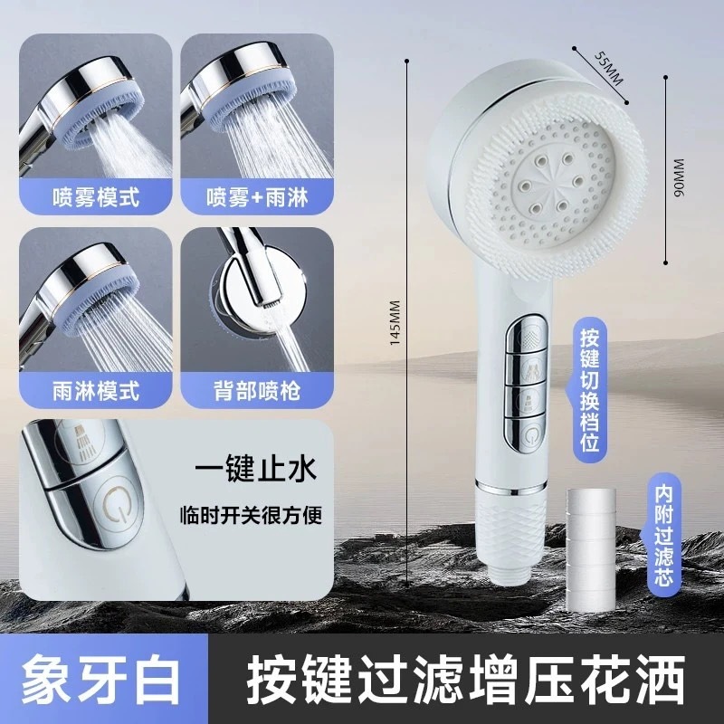 Pommeau de douche filtre piano blanc