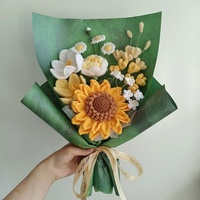 Bouquet de fleurs au crochet fait à la main marguerite tournesol arrangement floral tricoté Unique bricolage personnalisé fibre Art cadeau Thanksgiving