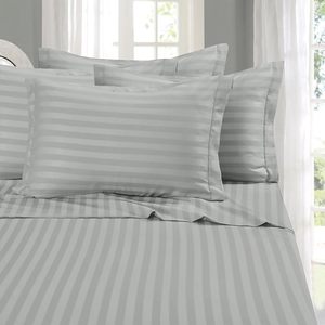 Wholesale 5 Star Hotel <b>Bed</b> <b>Sheet</b> 100% Cotton Dobby <b>Stripe</b> Luxury White <b>Bed</b> <b>Sheets</b> Set - Product Image 1